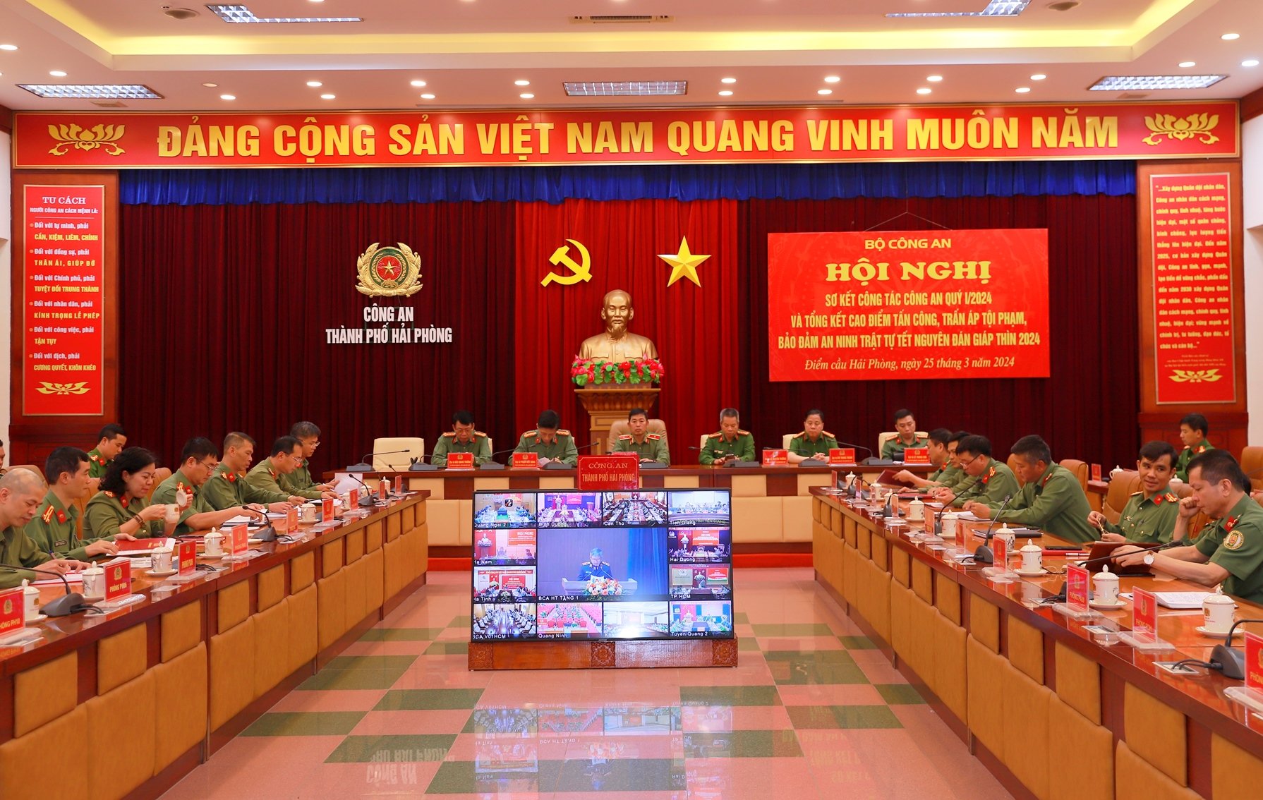 Sơ kết công tác công an Quý I và tổng kết cao điểm tấn công, trấn áp tội phạm, bảo đảm an ninh, trật tự Tết Nguyên đán Giáp Thìn